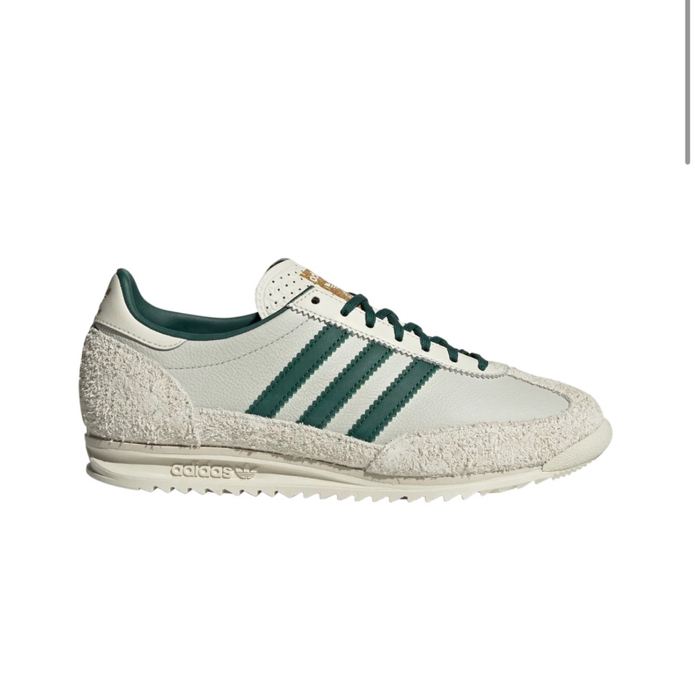 adidas Cream and Dark Green Retro Leather Sneaker